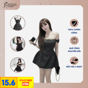 Đầm đen trễ vai body ngắn ôm nhẹ phối viền ren – phong cách sang chảnh, gợi cảm chuẩn tiểu thư hiện đại