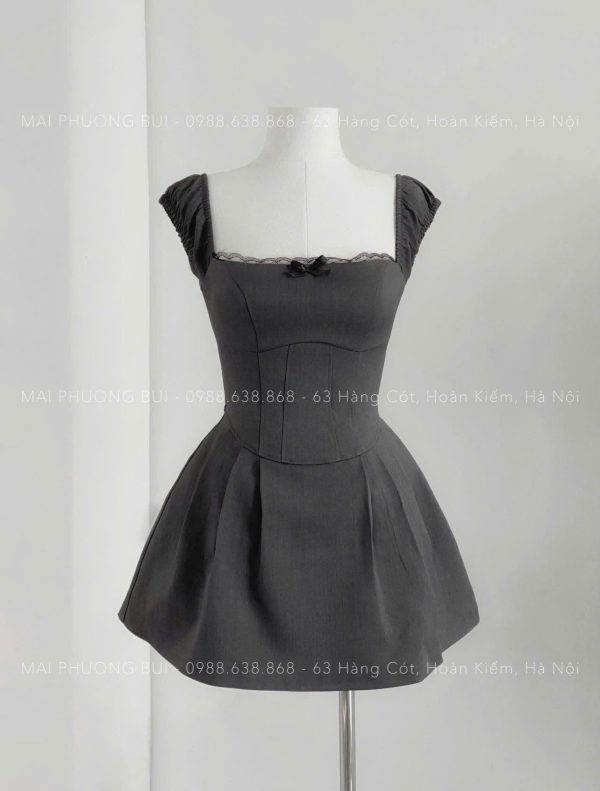 Đầm đen trễ vai body ngắn ôm nhẹ phối viền ren – phong cách sang chảnh, gợi cảm chuẩn tiểu thư - Hình ảnh 3