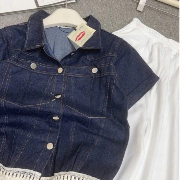 Set Áo Denim Tay Cánh Dơi
