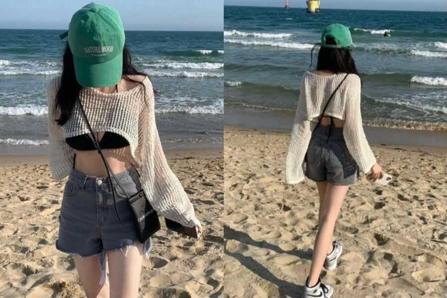 Phối đồ đi biển với quần short